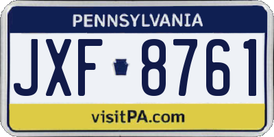 PA license plate JXF8761
