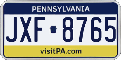 PA license plate JXF8765