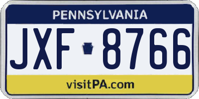 PA license plate JXF8766