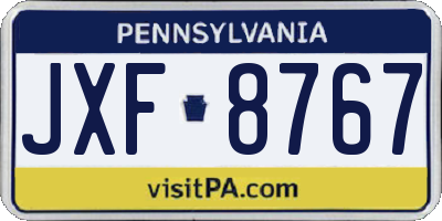 PA license plate JXF8767