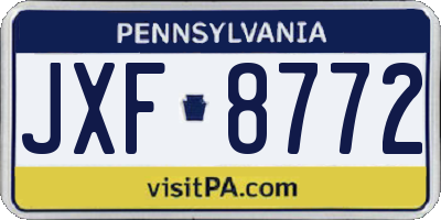 PA license plate JXF8772