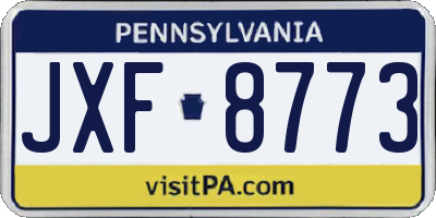PA license plate JXF8773