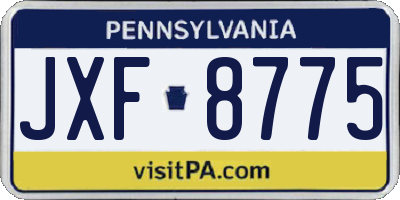 PA license plate JXF8775