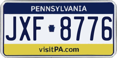 PA license plate JXF8776