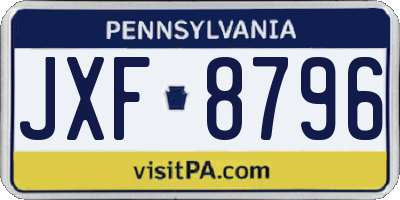 PA license plate JXF8796