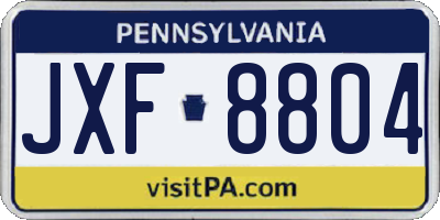 PA license plate JXF8804