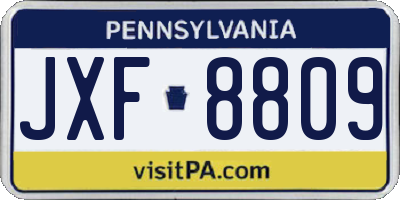 PA license plate JXF8809