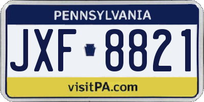 PA license plate JXF8821