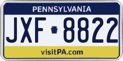 PA license plate JXF8822