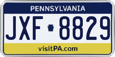PA license plate JXF8829