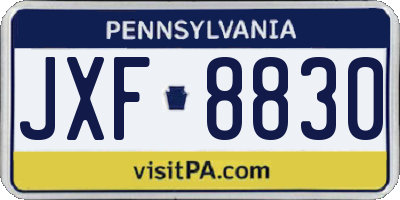 PA license plate JXF8830