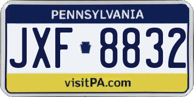 PA license plate JXF8832