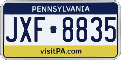PA license plate JXF8835