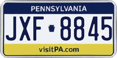 PA license plate JXF8845