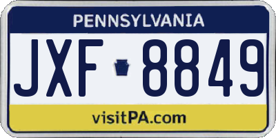 PA license plate JXF8849