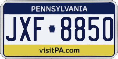 PA license plate JXF8850