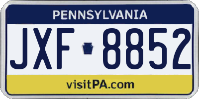 PA license plate JXF8852