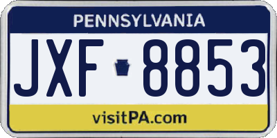 PA license plate JXF8853