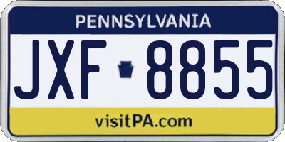 PA license plate JXF8855