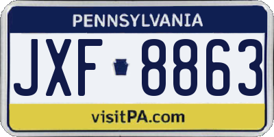 PA license plate JXF8863