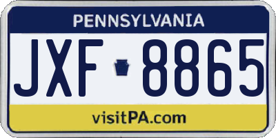 PA license plate JXF8865