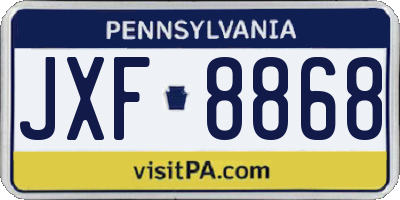 PA license plate JXF8868
