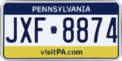 PA license plate JXF8874