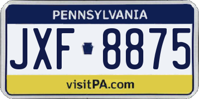 PA license plate JXF8875