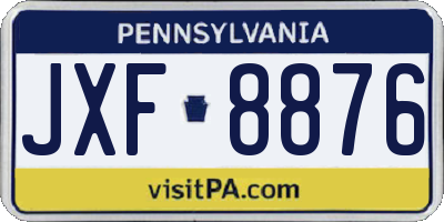 PA license plate JXF8876