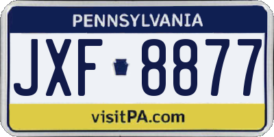 PA license plate JXF8877