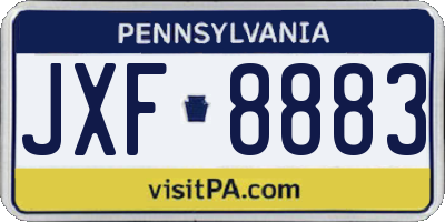 PA license plate JXF8883
