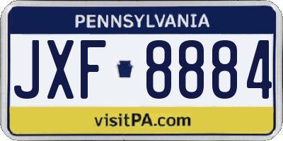 PA license plate JXF8884