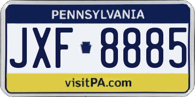 PA license plate JXF8885