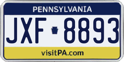 PA license plate JXF8893