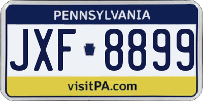 PA license plate JXF8899