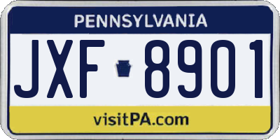 PA license plate JXF8901