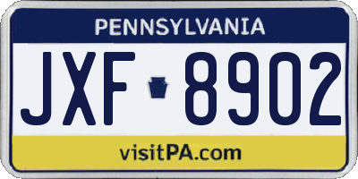 PA license plate JXF8902