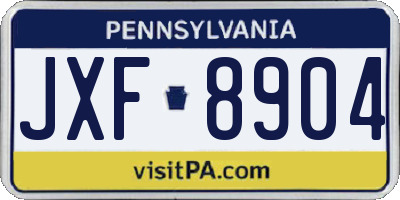 PA license plate JXF8904
