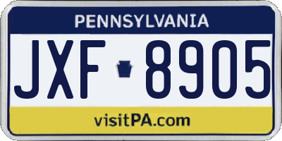 PA license plate JXF8905