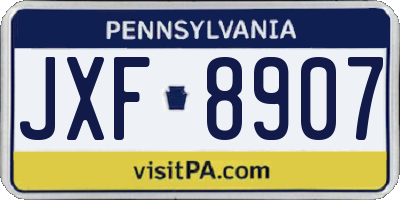 PA license plate JXF8907