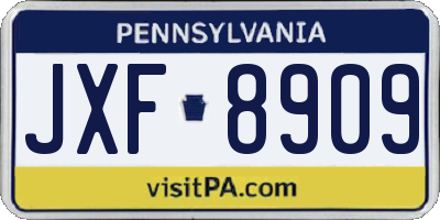 PA license plate JXF8909