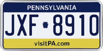 PA license plate JXF8910