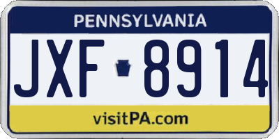 PA license plate JXF8914