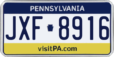 PA license plate JXF8916