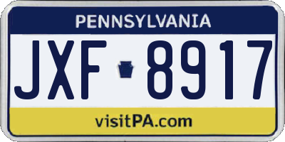 PA license plate JXF8917