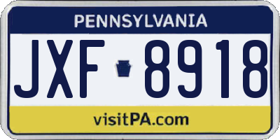 PA license plate JXF8918