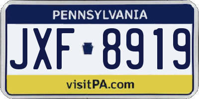 PA license plate JXF8919