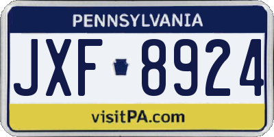 PA license plate JXF8924