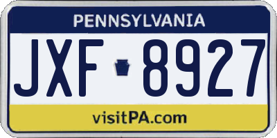 PA license plate JXF8927