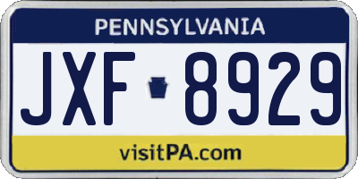 PA license plate JXF8929
